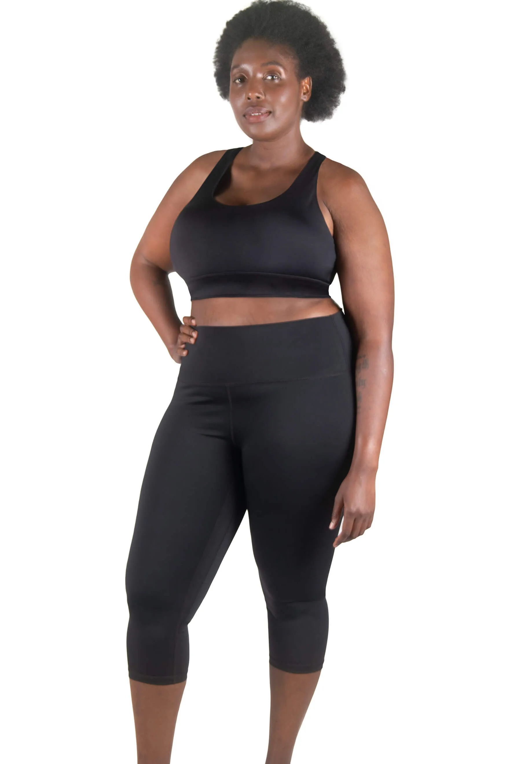 High Waisted 3/4 Capri Gym Leggings (Lint & Pet Hair Resistant)