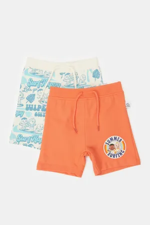 Infant Boys Orange And Cream Active Shorts Set (2 Piece)