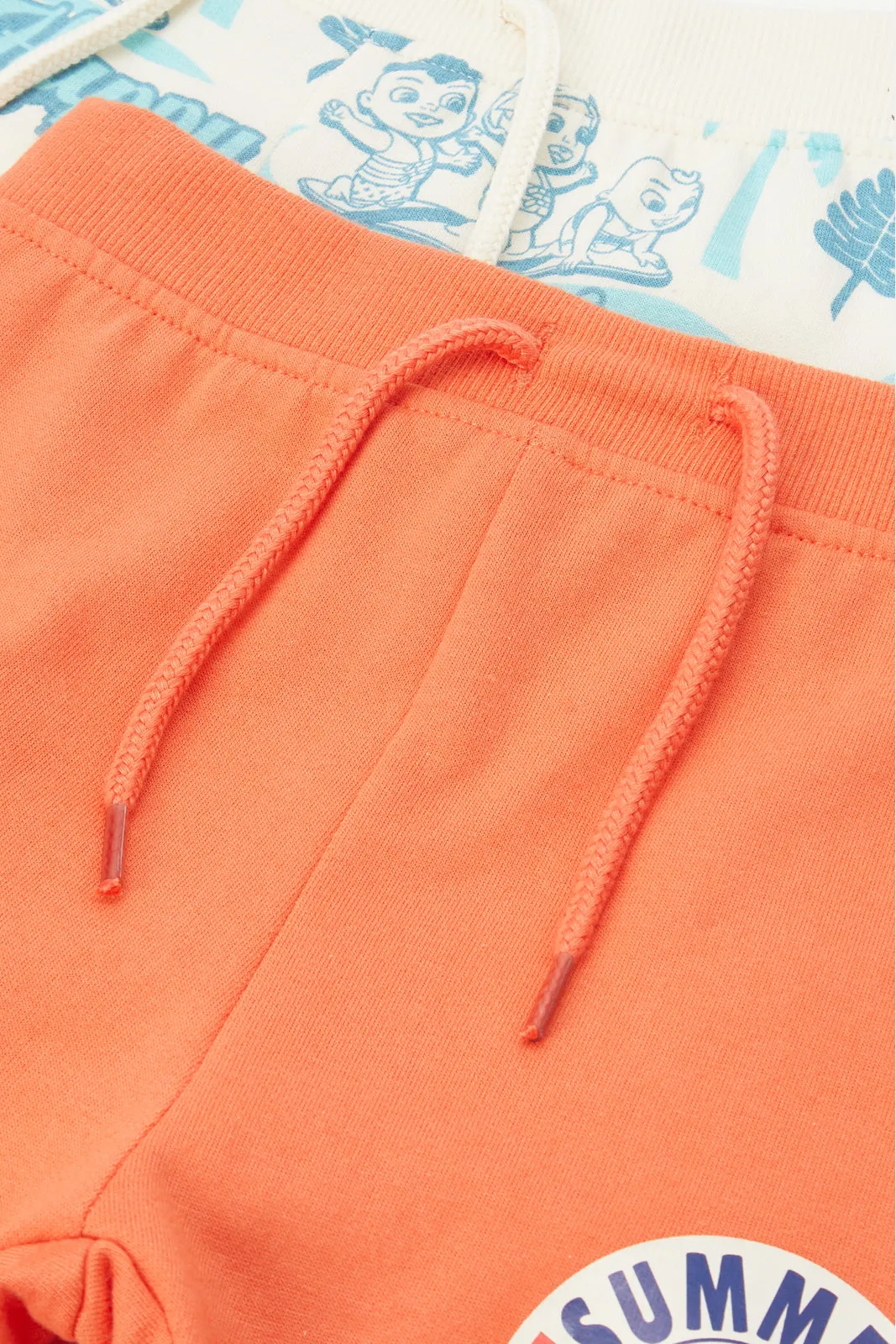 Infant Boys Orange And Cream Active Shorts Set (2 Piece)