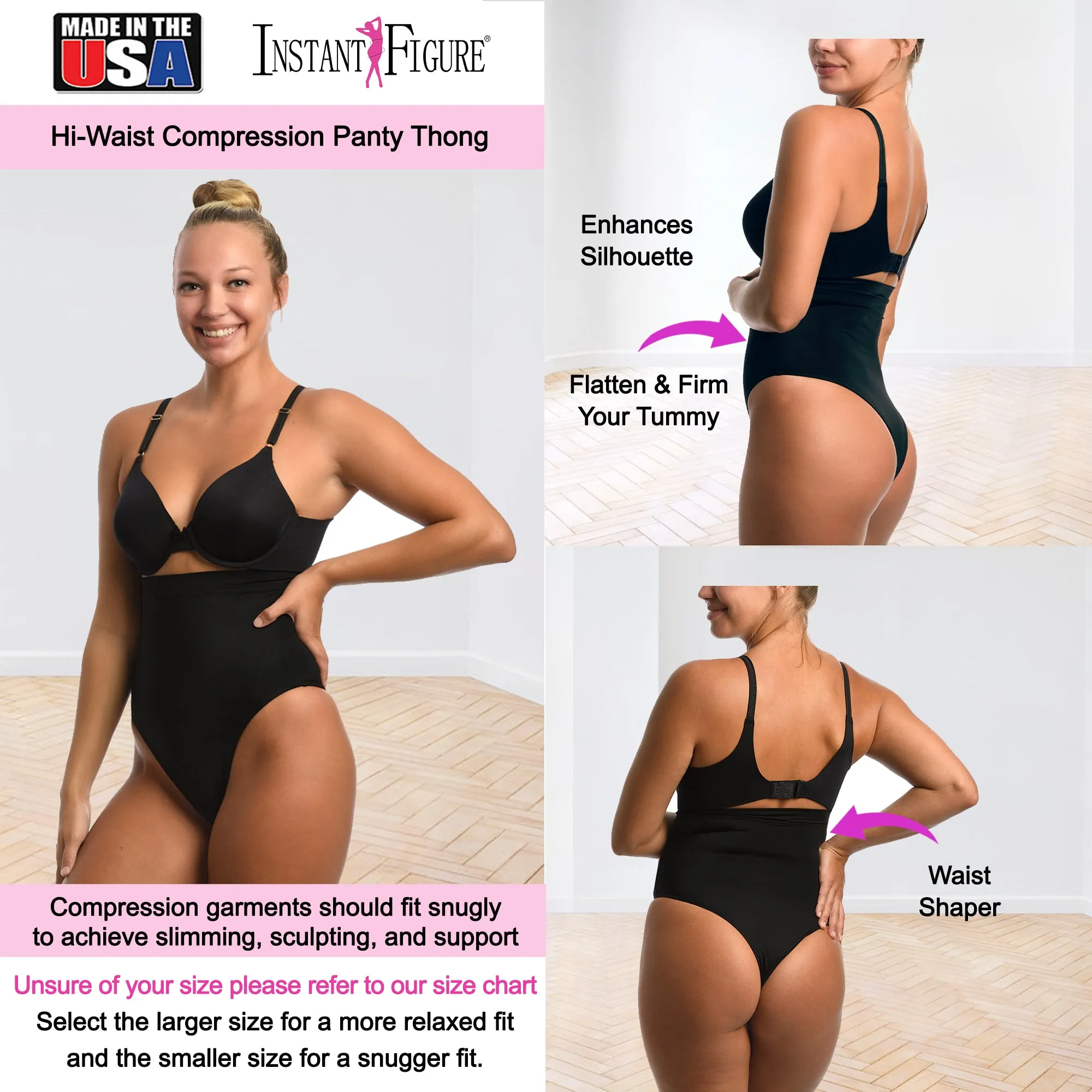 InstantFigure Hi-waist Plus Size panty with thong back WP019TC