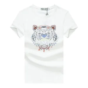 Kenz Essential Classic Front Tiger Crew neck -White