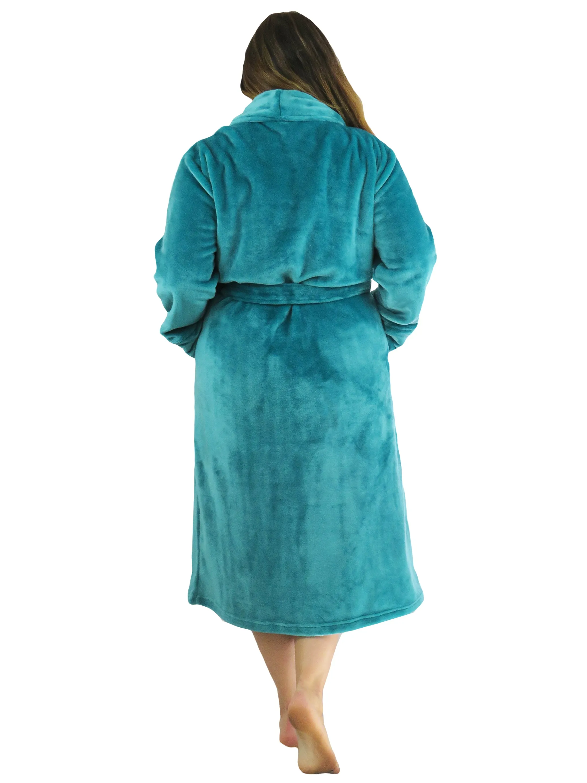 La Cera Plush Fleece Long Robe - Plus Size