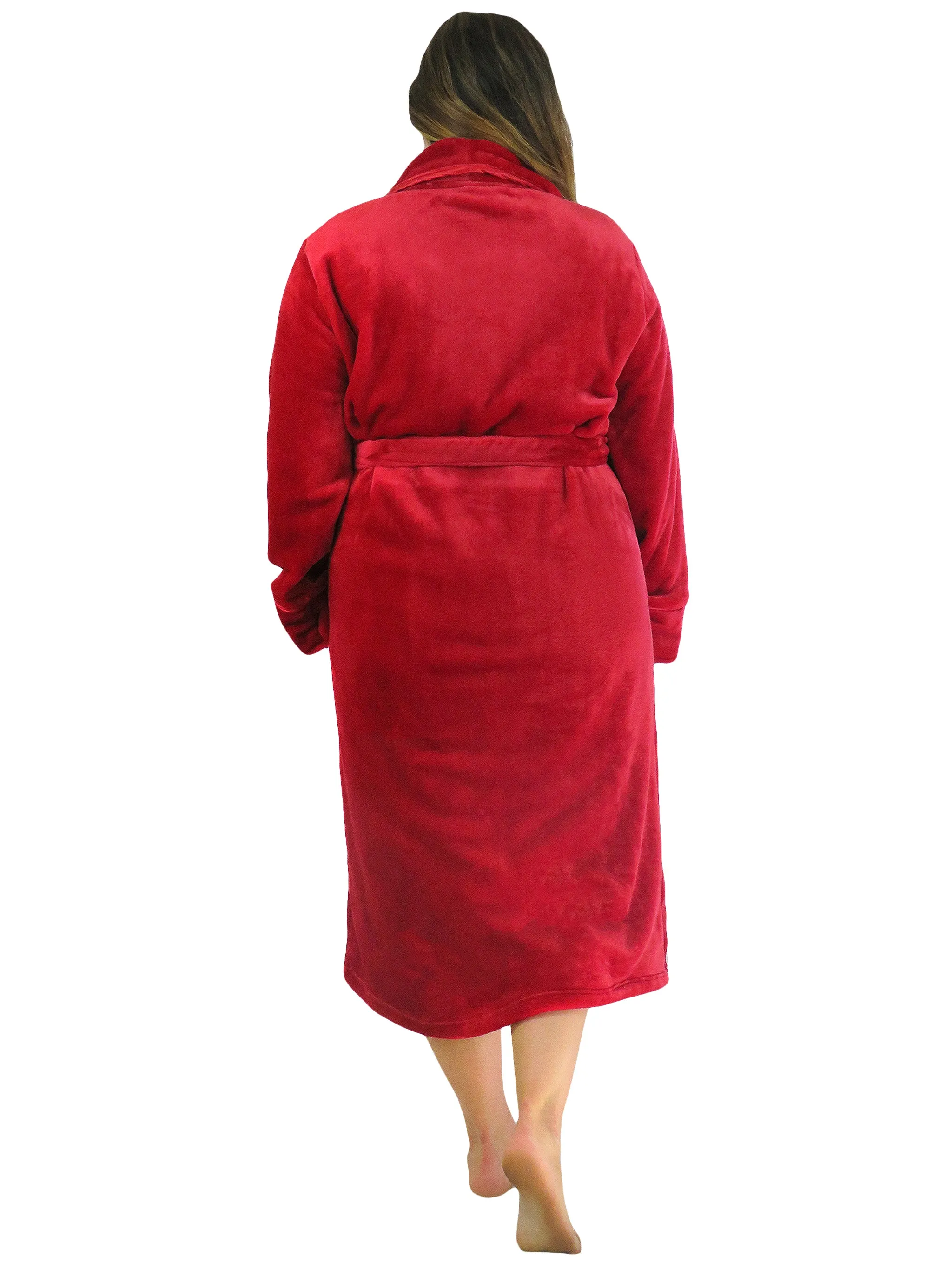 La Cera Plush Fleece Long Robe - Plus Size