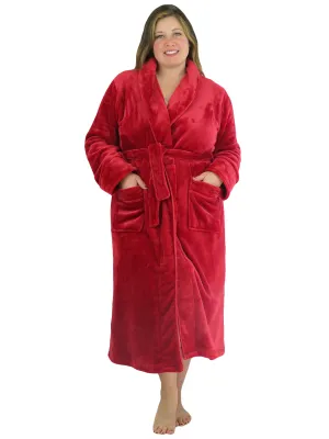 La Cera Plush Fleece Long Robe - Plus Size