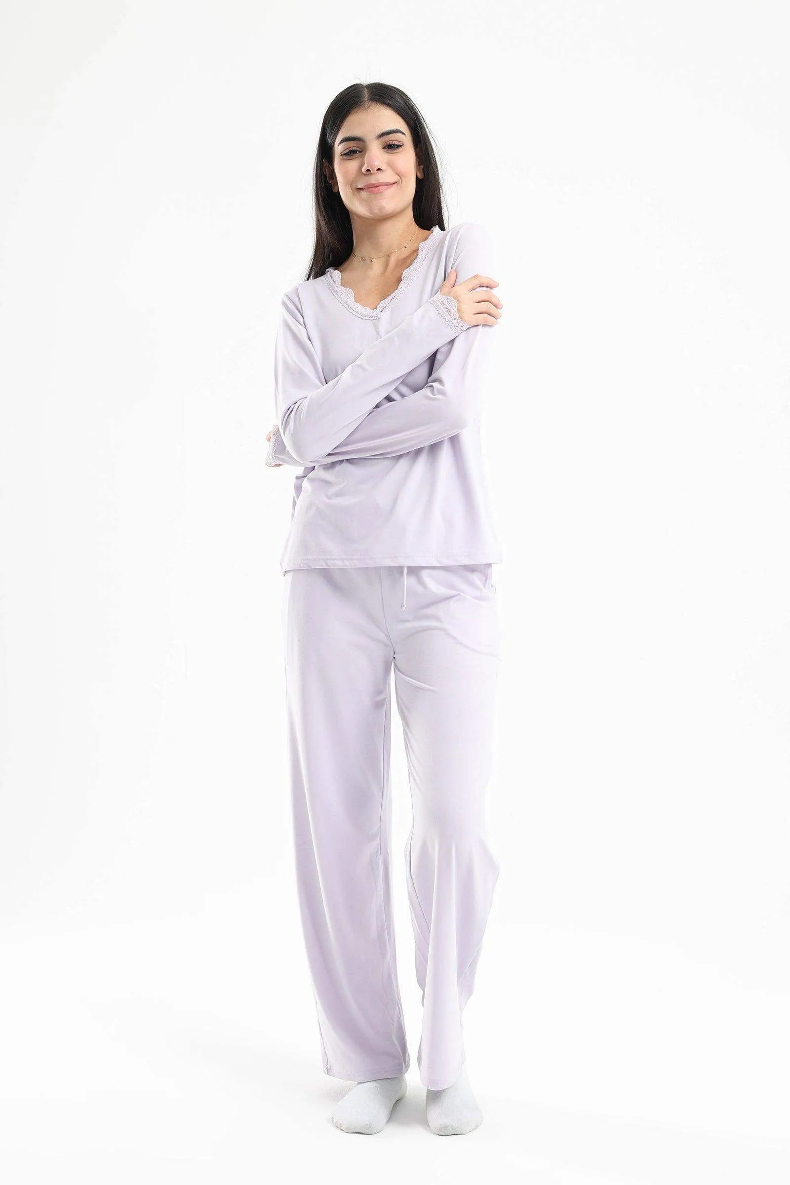 Lace V-Neck Pyjama Set