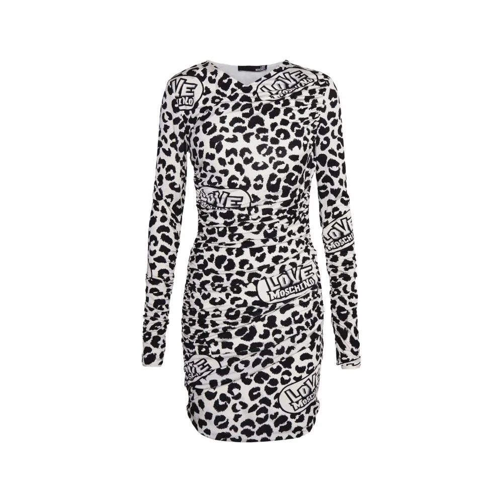 Love Moschino Chic Red Leopard V-Neck Ruffle Dress