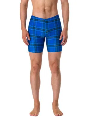 MENS BIKE SHORTS - BLUE PLAID