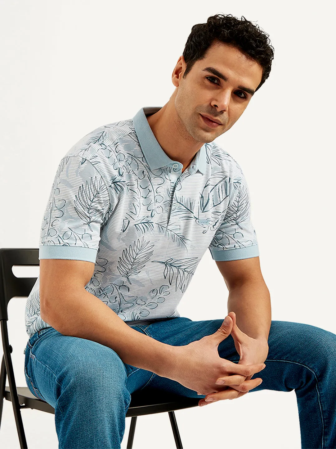 Men's Printed Slim Fit Polo T-Shirt