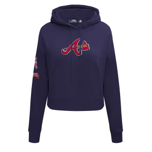 MLB ATLANTA BRAVES CLASSIC WOMEN'S CROPPED PO HOODIE (MIDNIGHT NAVY)