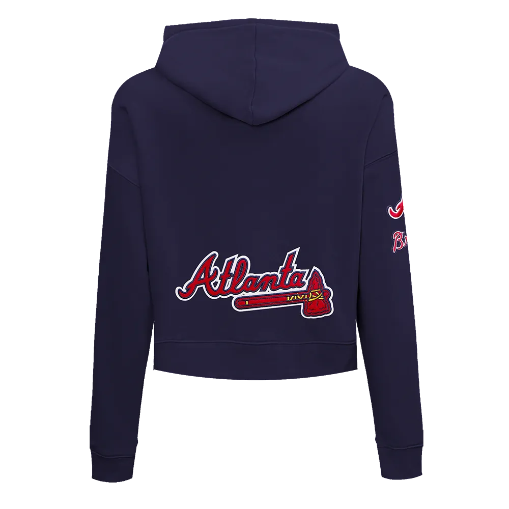 MLB ATLANTA BRAVES CLASSIC WOMEN'S CROPPED PO HOODIE (MIDNIGHT NAVY)