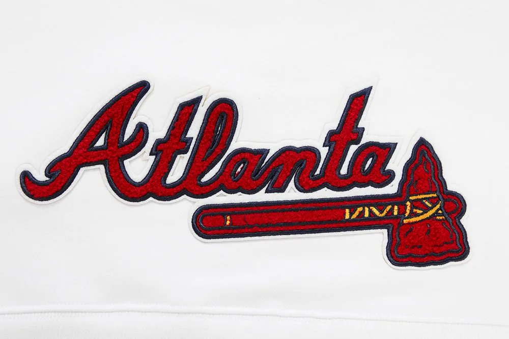 MLB ATLANTA BRAVES CLASSIC WOMEN'S CROPPED PO HOODIE (WHITE)