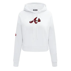 MLB ATLANTA BRAVES CLASSIC WOMEN'S CROPPED PO HOODIE (WHITE)