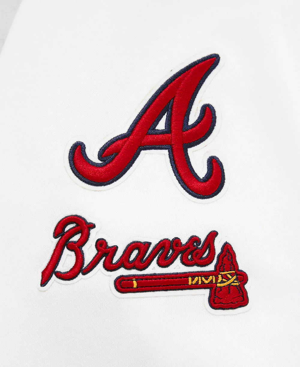 MLB ATLANTA BRAVES CLASSIC WOMEN'S CROPPED PO HOODIE (WHITE)