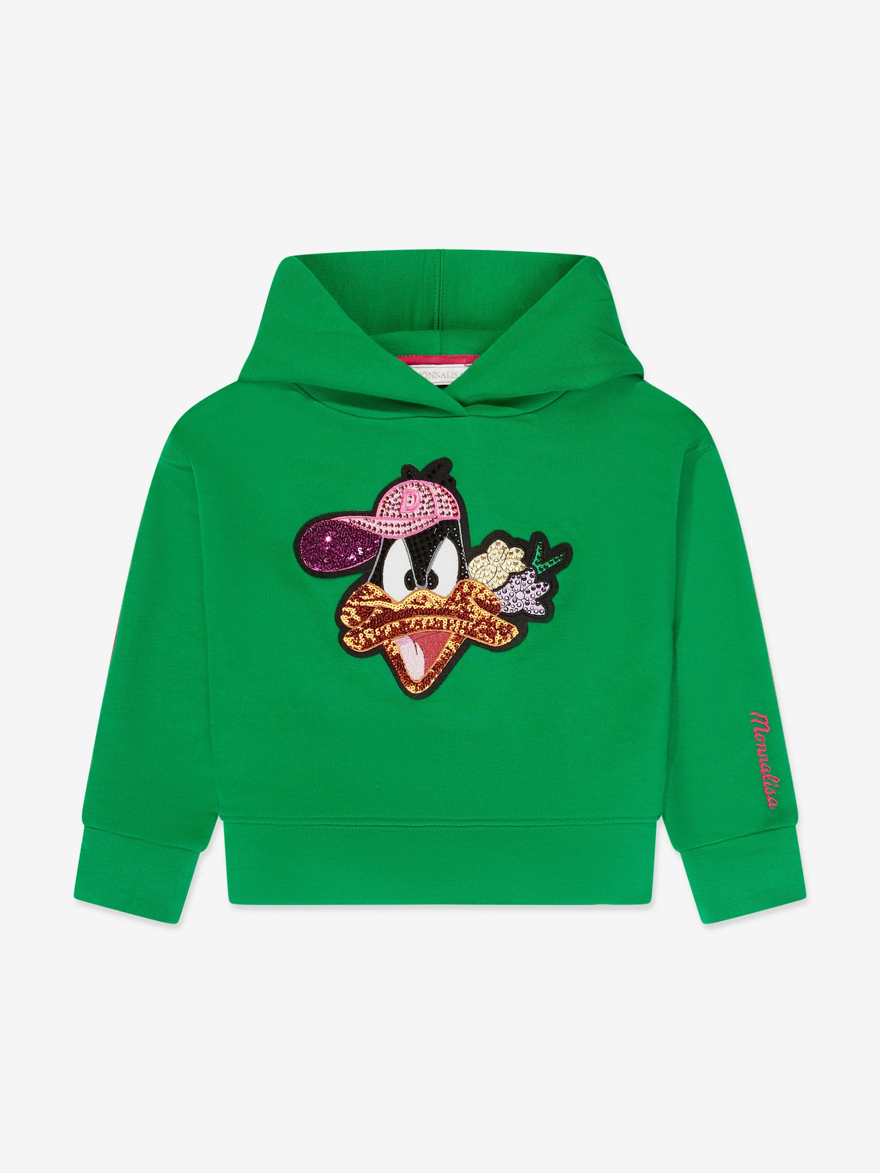 Monnalisa Girls Diamante Daffy Duck Hoodie in Green