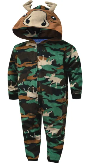 Moose Camo Hooded Blanket Sleeper with 3D Face