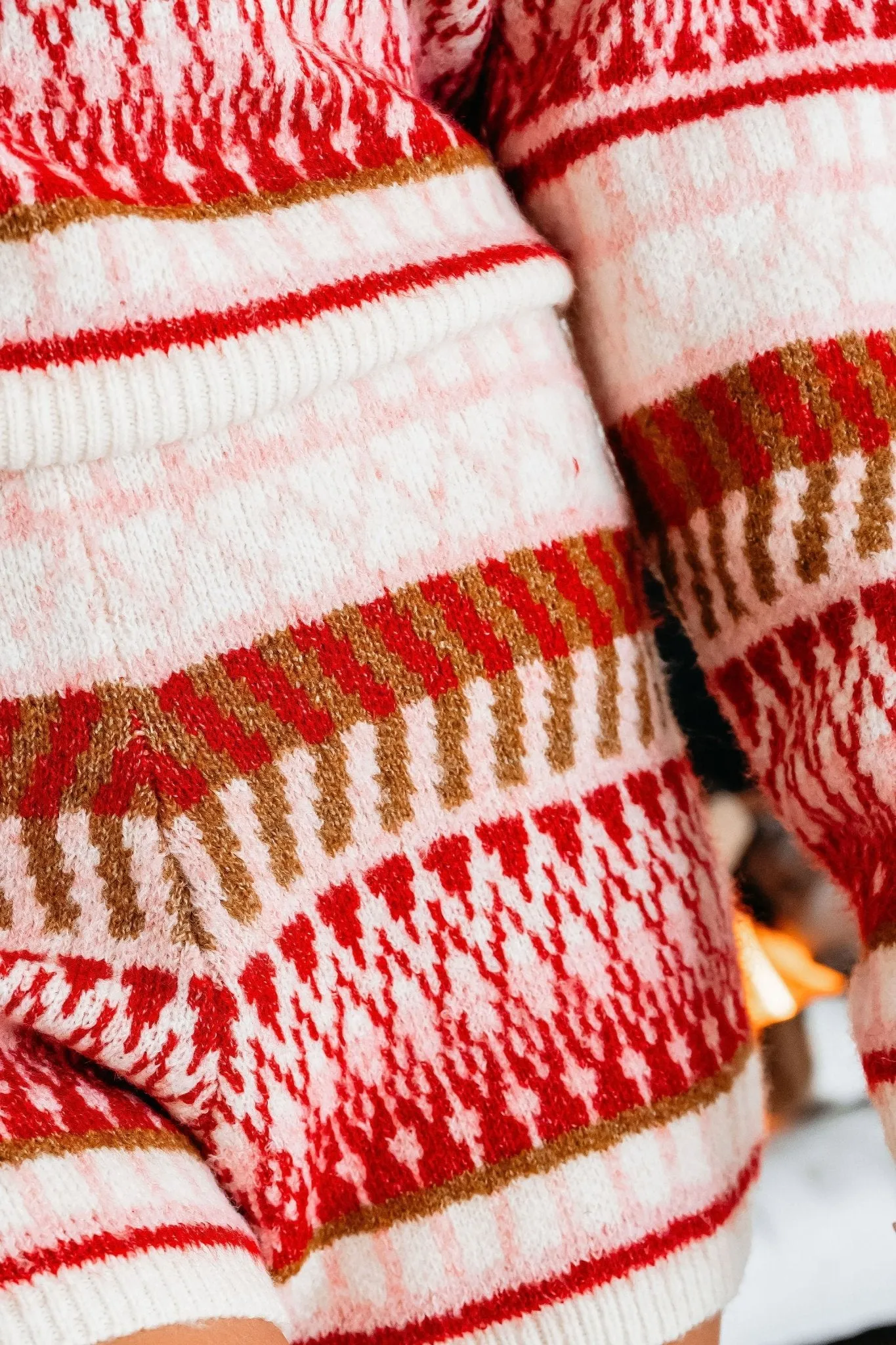 Multi Red Striped Sweater and Shorts Set