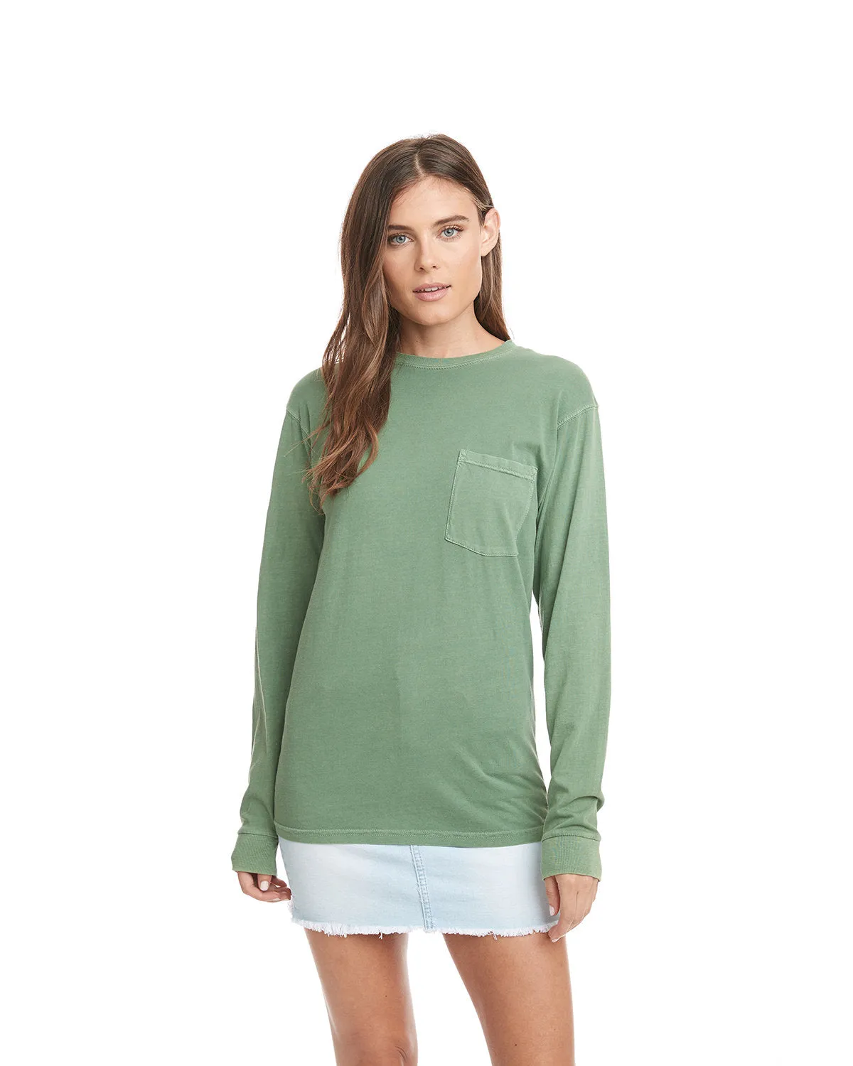 Next Level 7451 Adult Inspired Dye Long-Sleeve Crew with Pocket