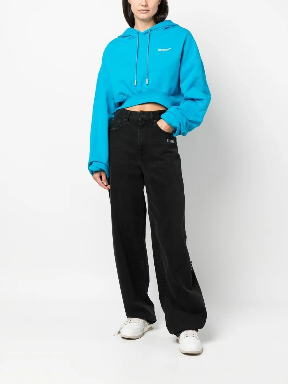 OFF-WHITE HELVETICA CROPPED HOODIE