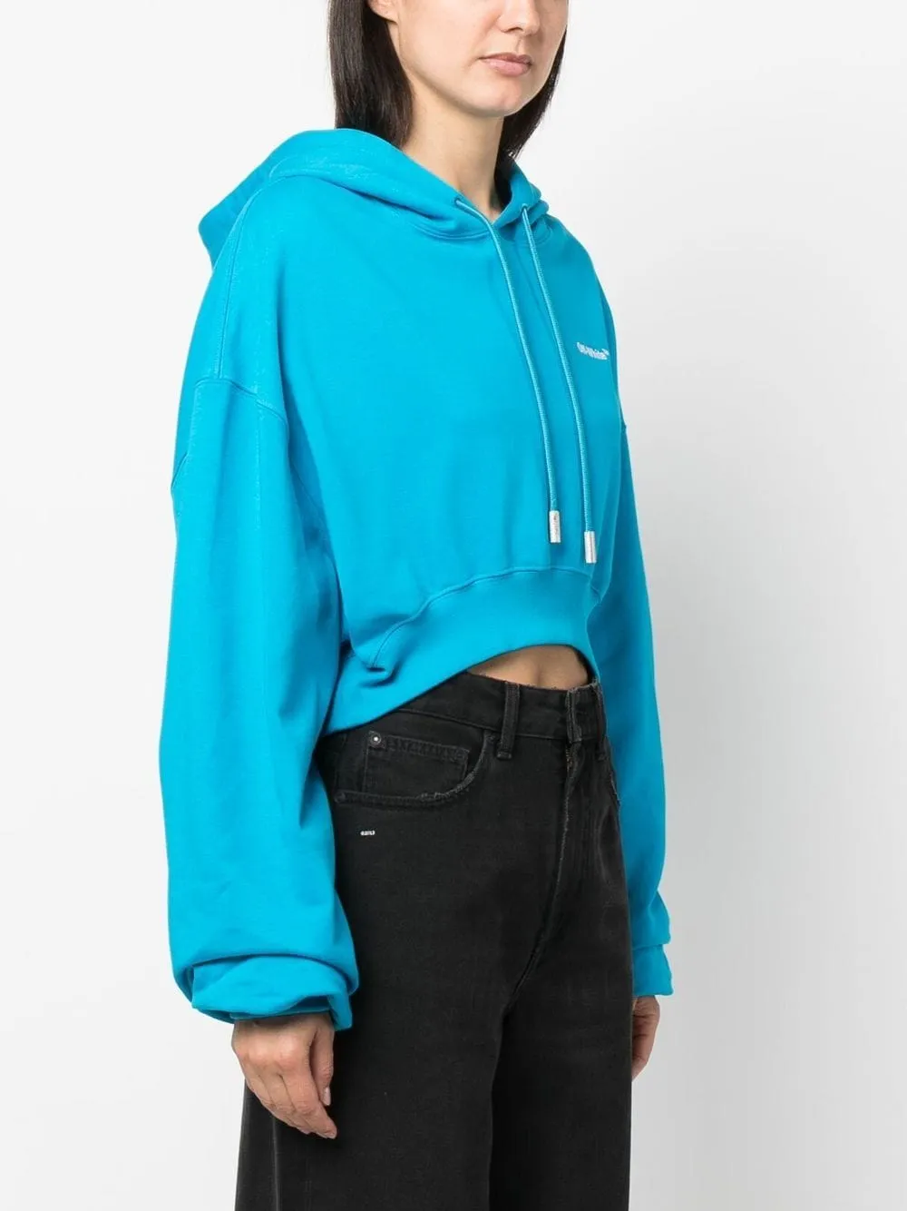 OFF-WHITE HELVETICA CROPPED HOODIE