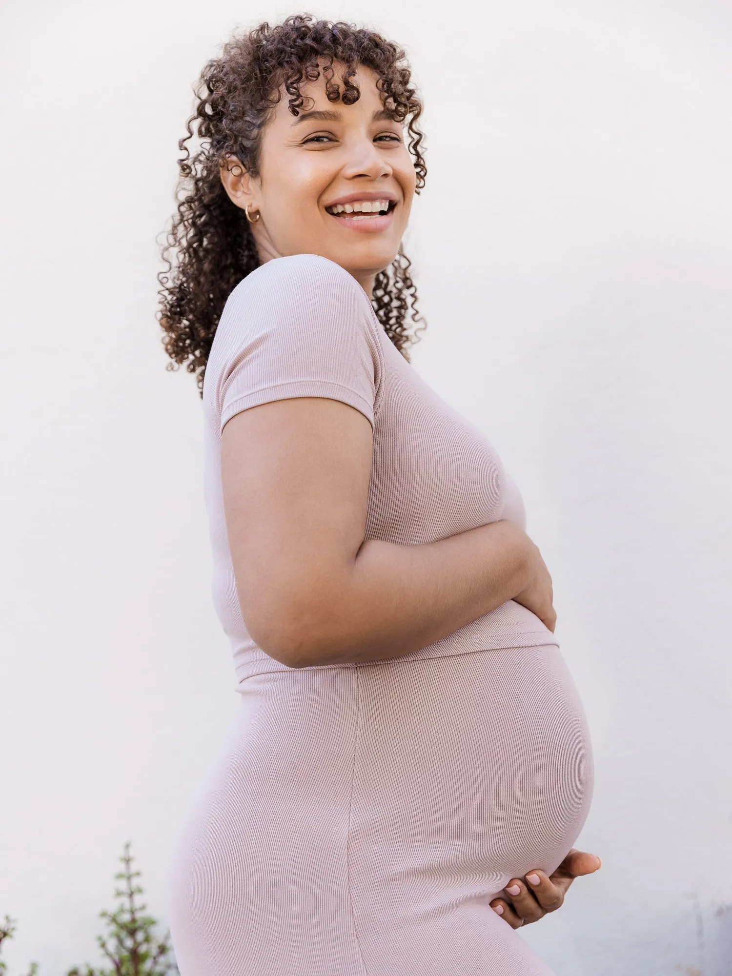 Olivia Ribbed Bamboo 2-in-1 Maternity & Nursing Dress | Lilac Stone