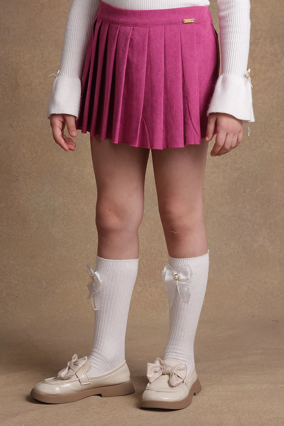 One Friday Kids Girls Pink Pleated Skorts