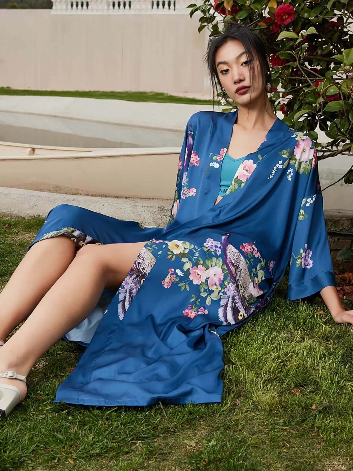 Peacock Blue Kimono Robe