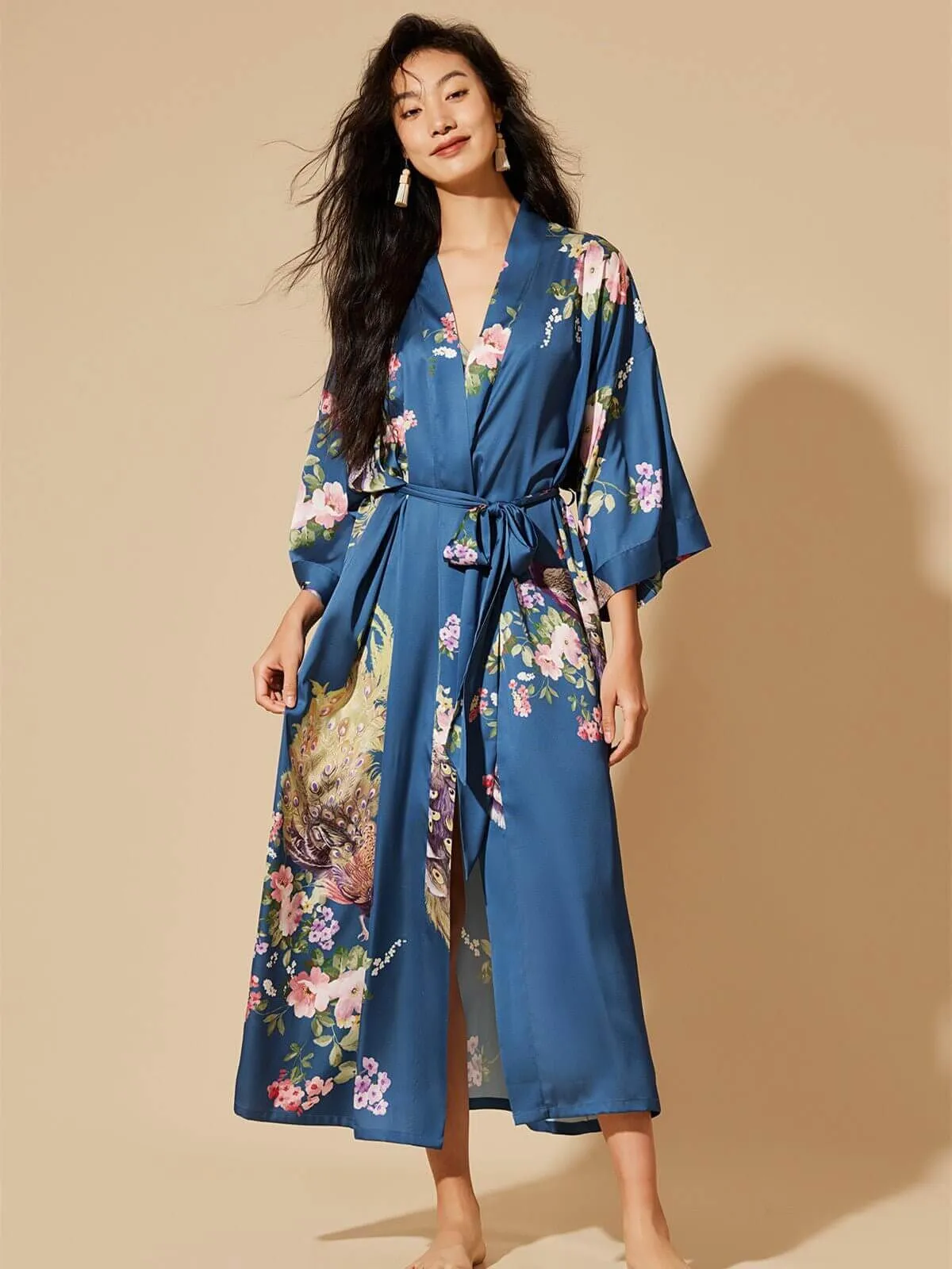 Peacock Blue Kimono Robe