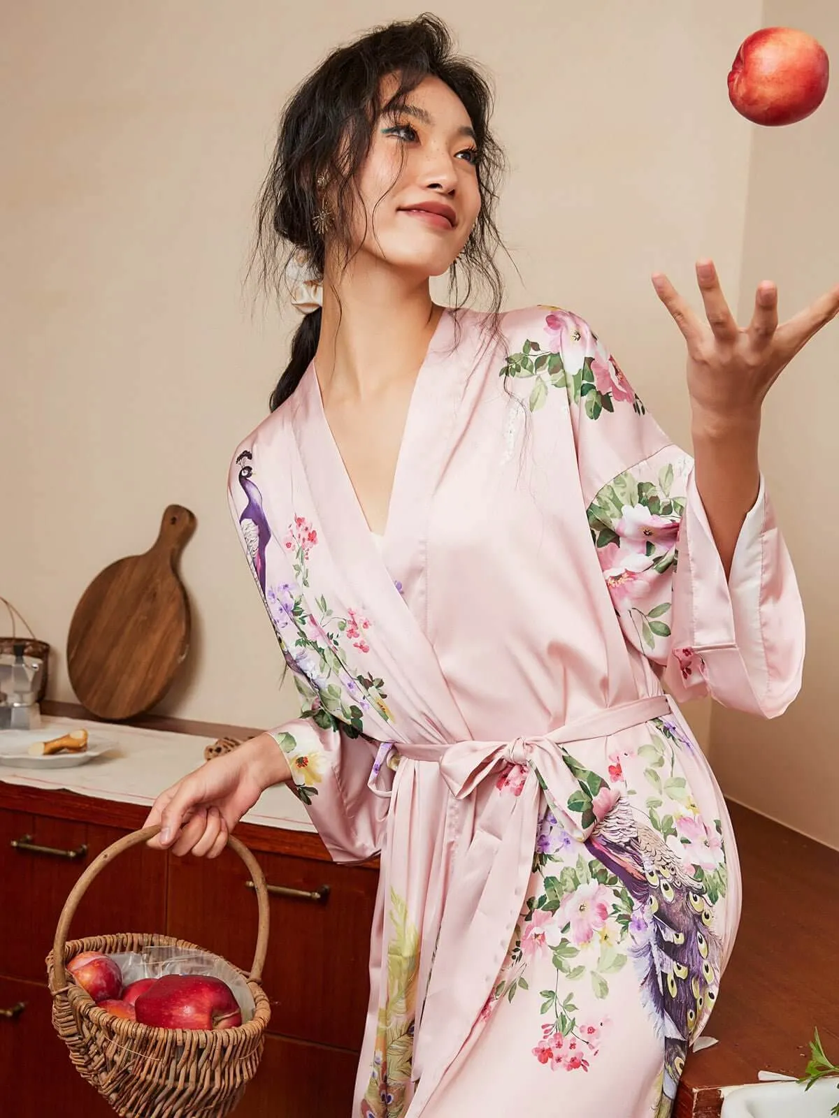 Peacock Pink Kimono Robe