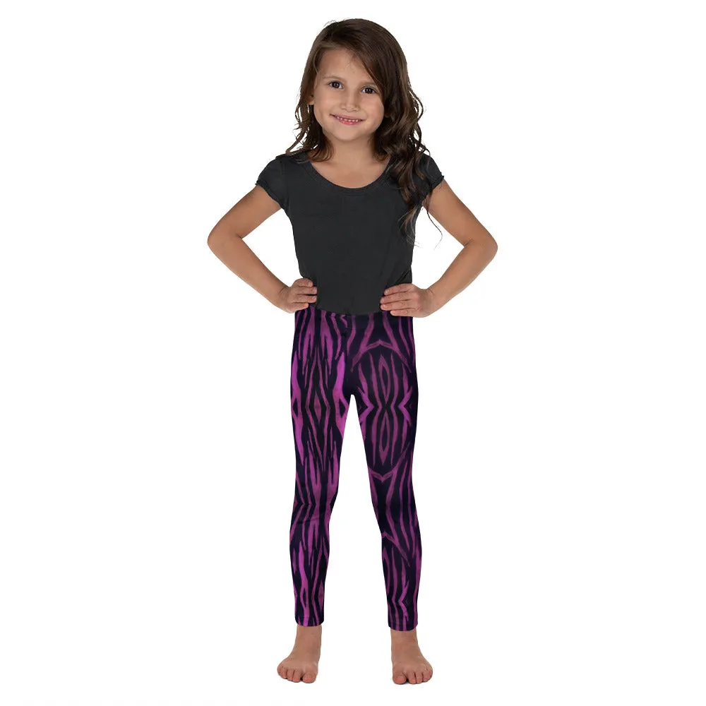 Pink Tiger Striped Kid's Leggings, Animal Print Tiger Stripes Girl's Boy's Tights-Made in USA/EU