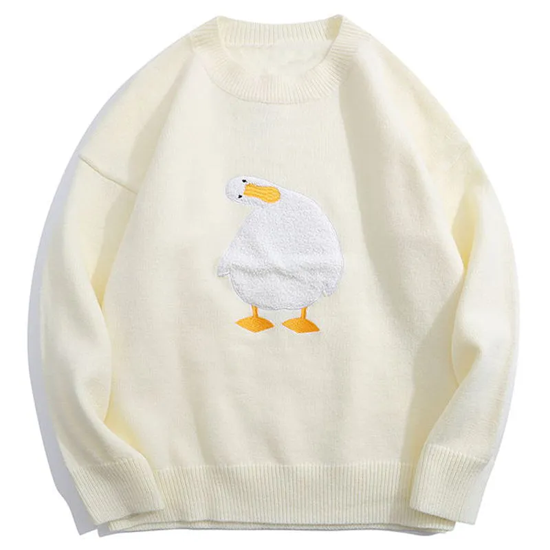 PopFlying Lazy Knitted Sweater Crooked Goose