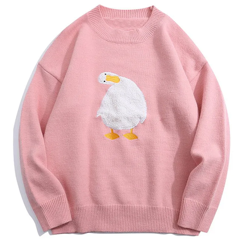 PopFlying Lazy Knitted Sweater Crooked Goose