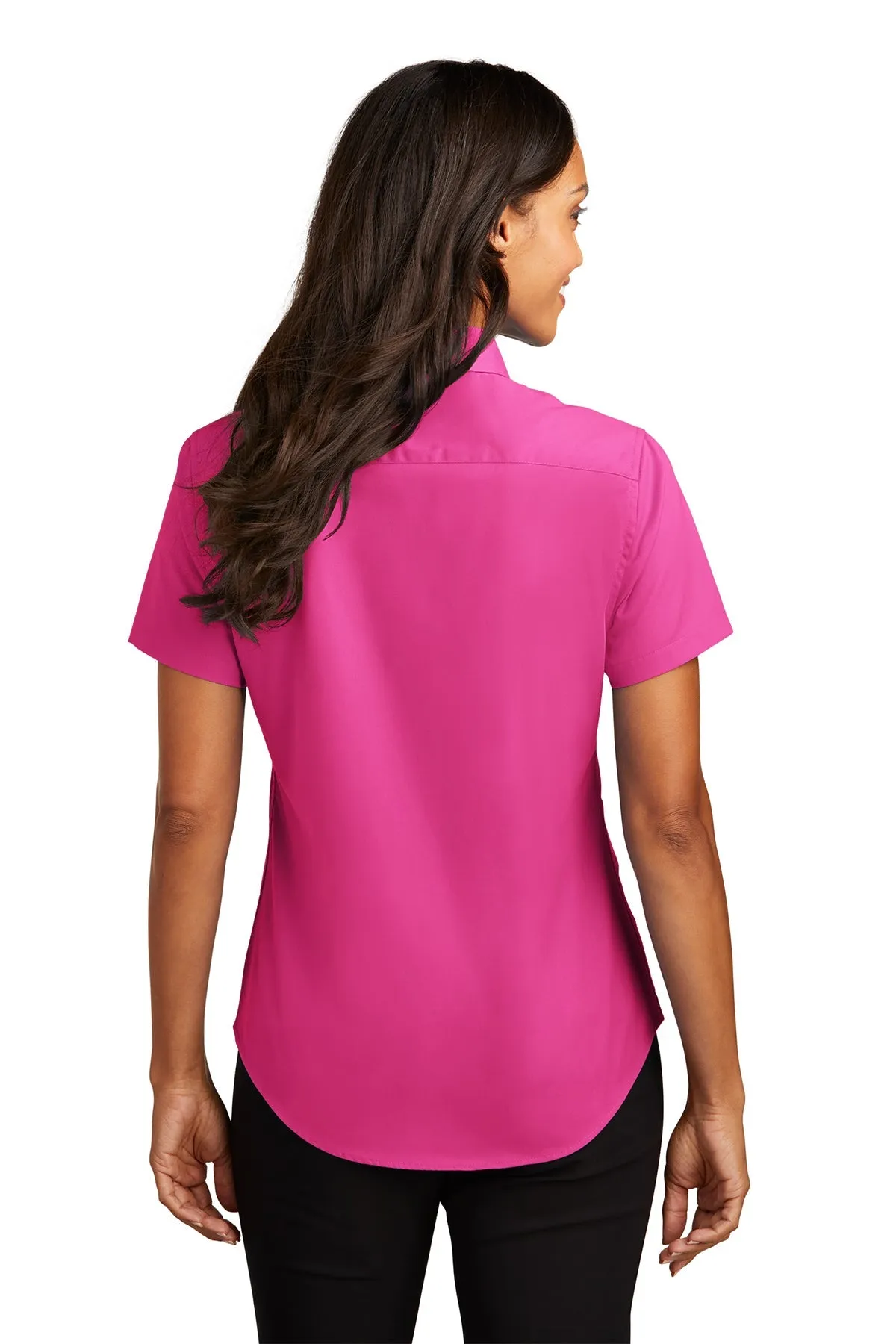 Port Authority Ladies Short Sleeve Easy Care Branded Shirts, Tropical Pink