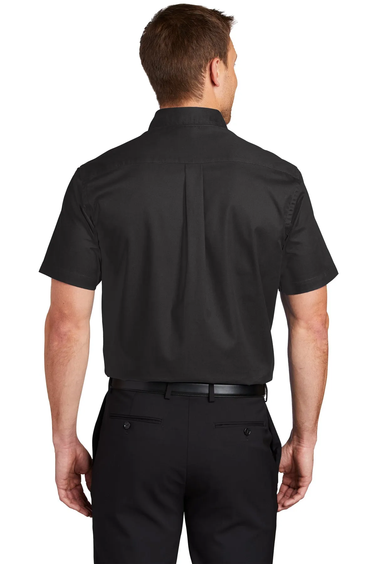 Port Authority Short Sleeve Easy Care Custom Shirts, Black/Light Stone