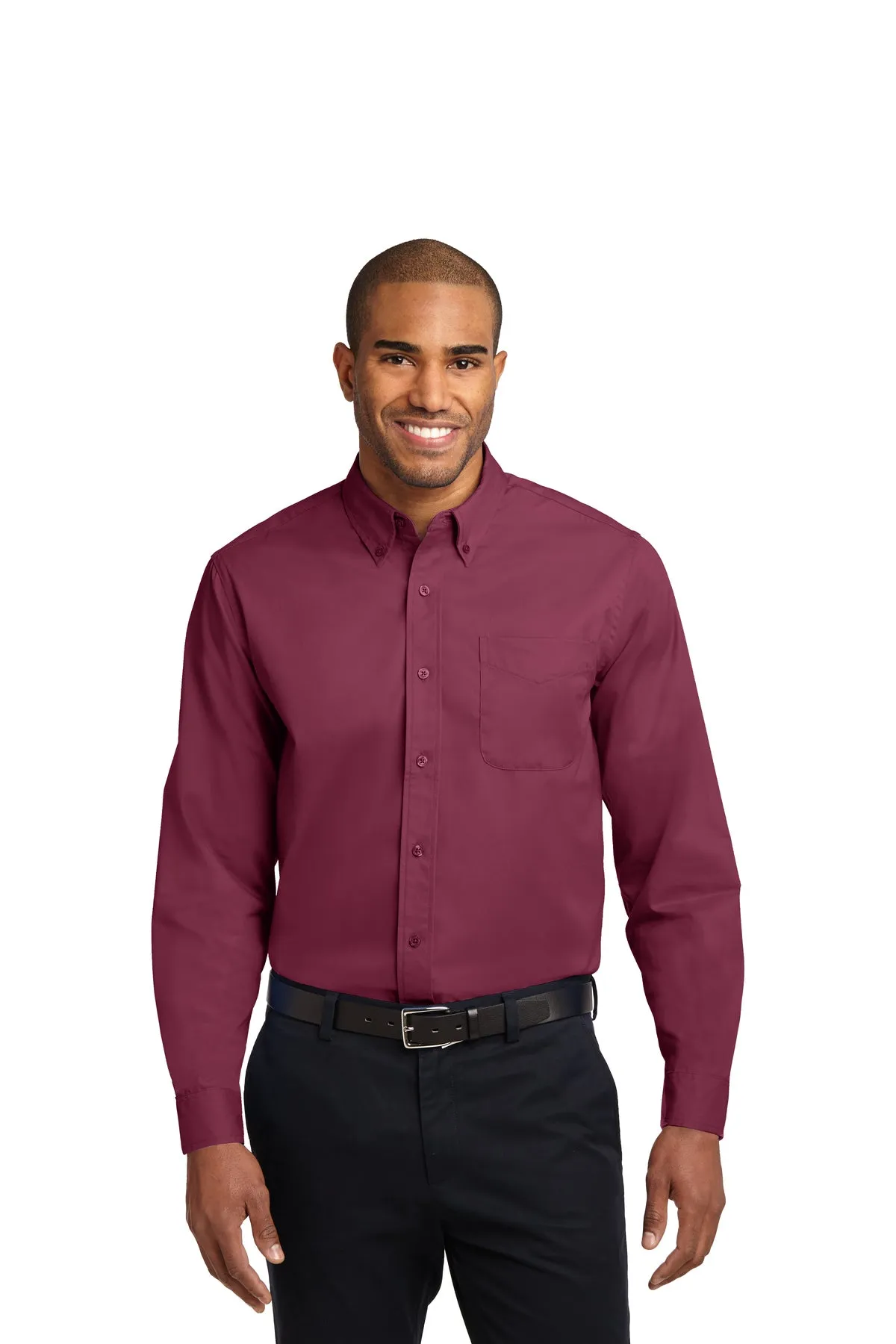 Port Authority Tall Custom Easy Care Shirts, Burgundy/ Light Stone