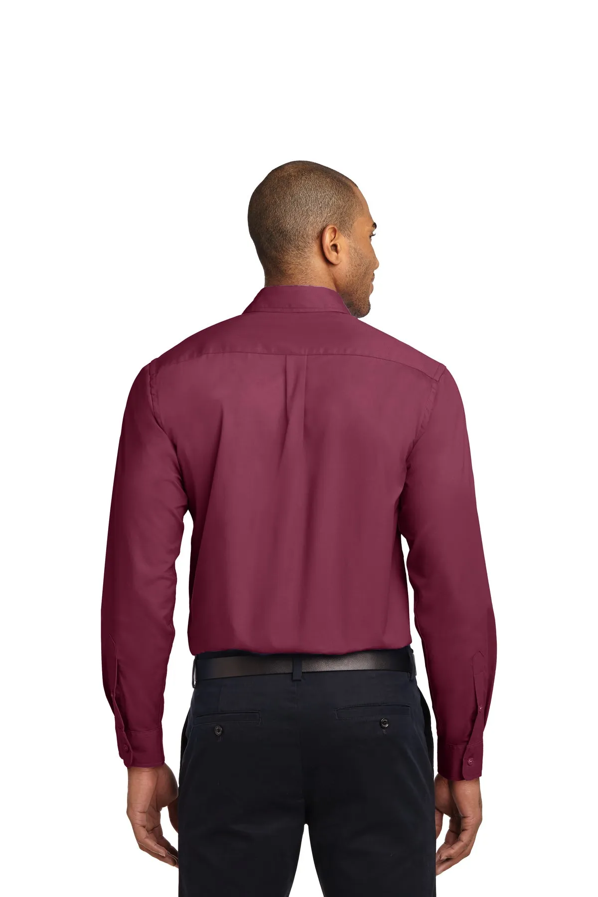 Port Authority Tall Custom Easy Care Shirts, Burgundy/ Light Stone