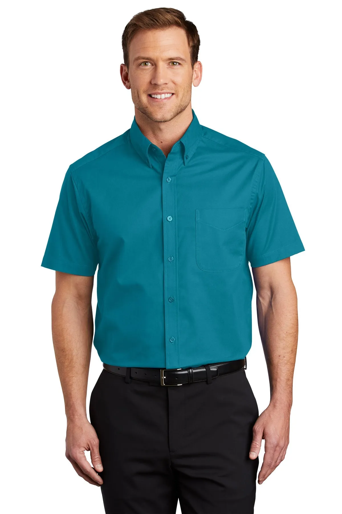 Port Authority Tall Short Sleeve Custom Easy Care Shirts, Teal Green