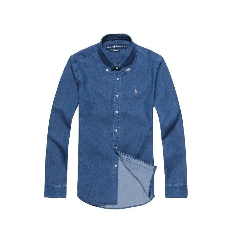 PRL Custom Fit Oxford Denim Shirt- NavyBlue