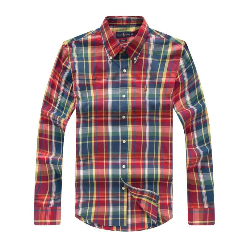 PRL The Iconic Oxford Button Down Long Sleeve Shirt-Red