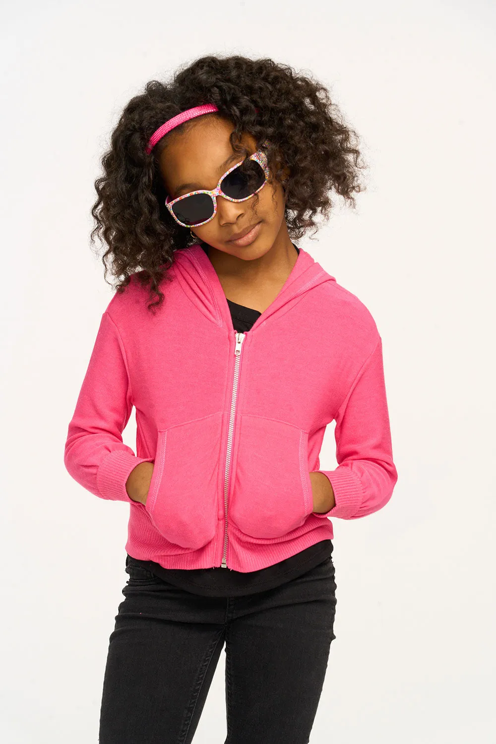 Puffy Flamingo Pink Cozy Knit Zip Up Hoodie