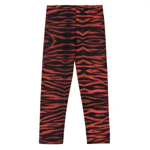 Red Tiger Striped Kid's Leggings, Animal Print Designer Boy's or Girl's Tights-Made in USA/EU