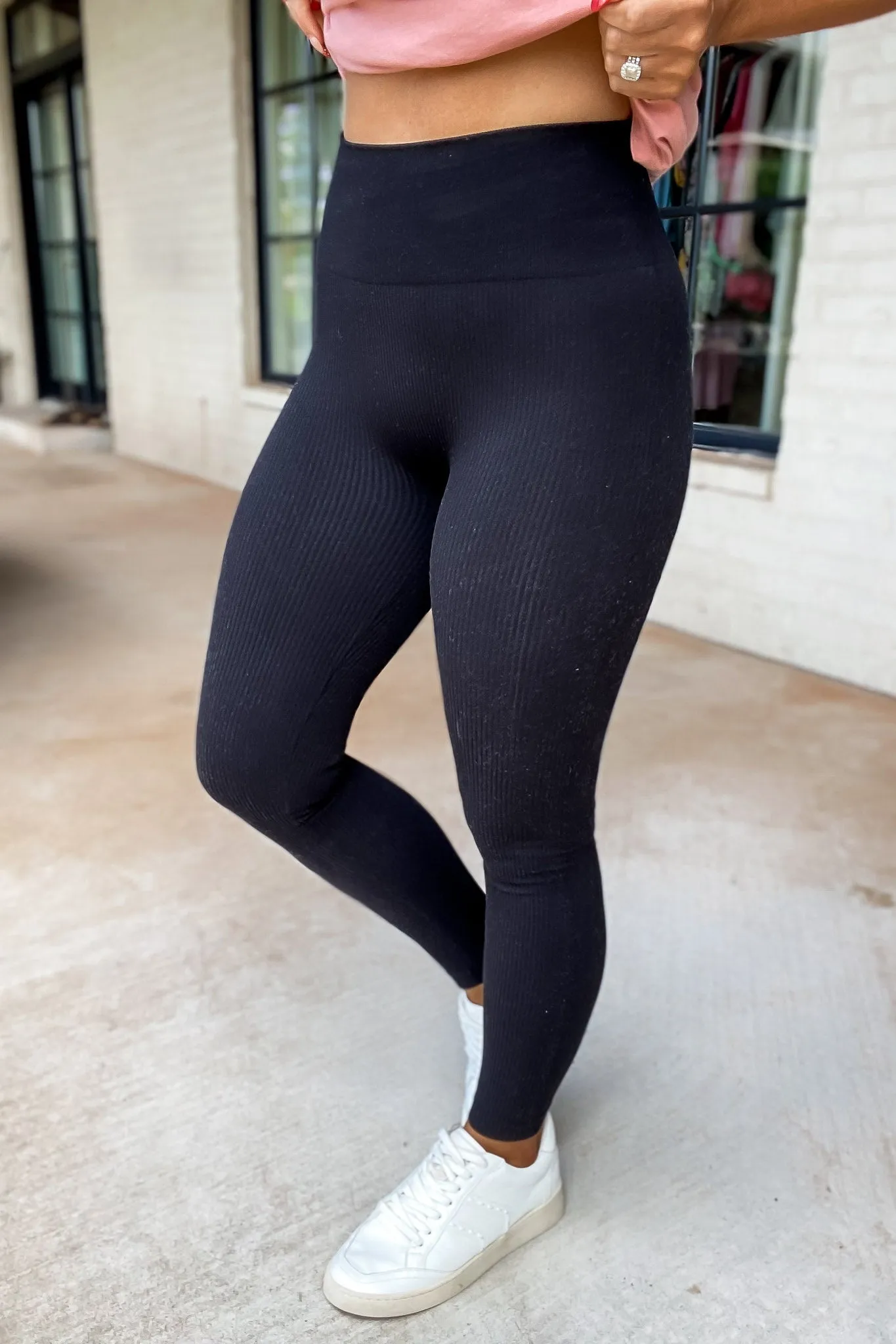 RIBBED SEAMLESS HIGH WAISTED FULL LENGTH LEGGINGS