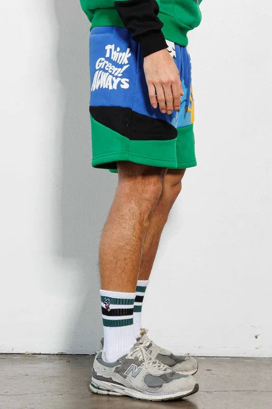 Royal Think Green Cut&Sew Graphic Shorts