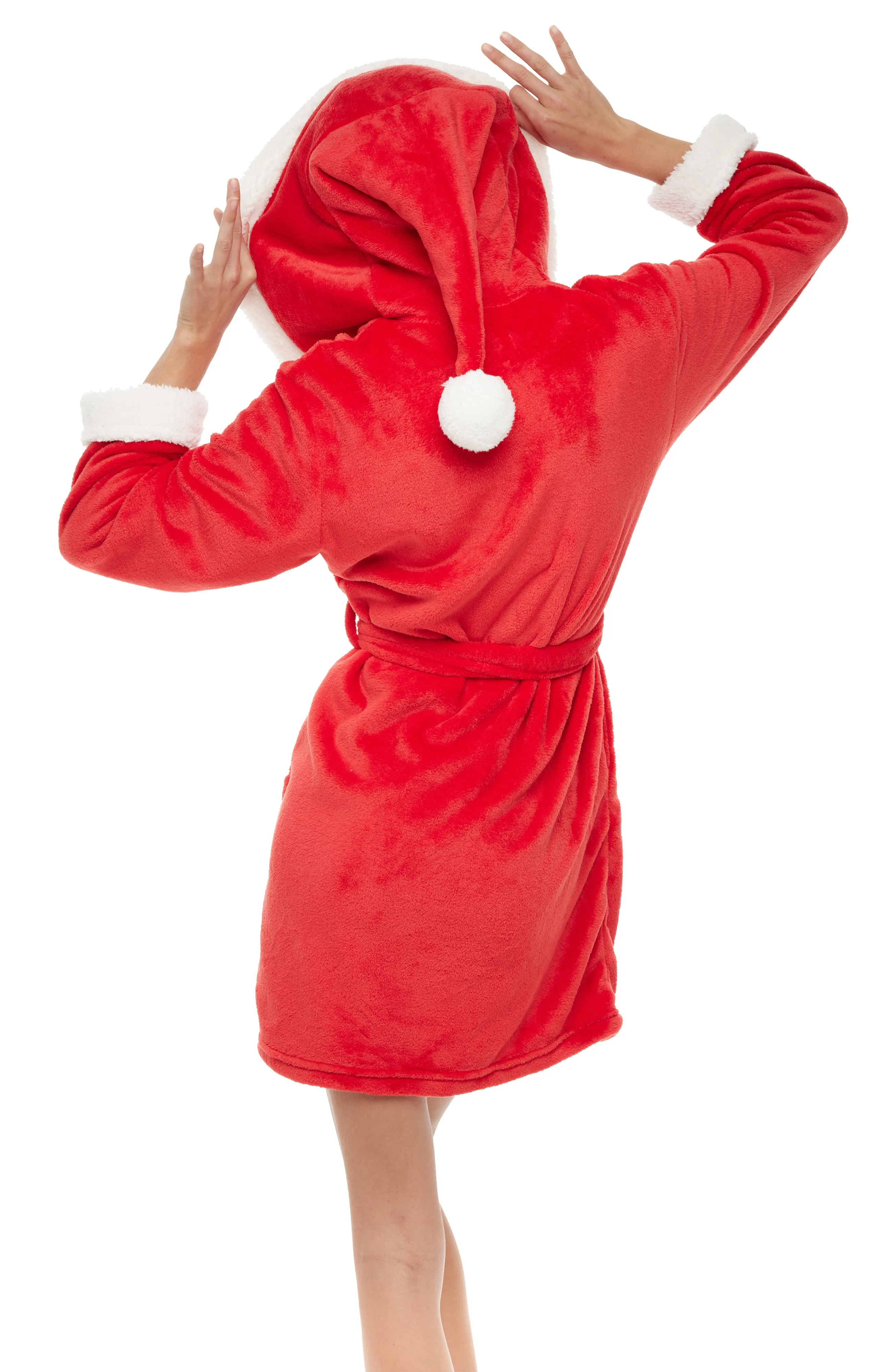 Santa's Helper Robe for Women, Red Christmas Robe for the Holidays