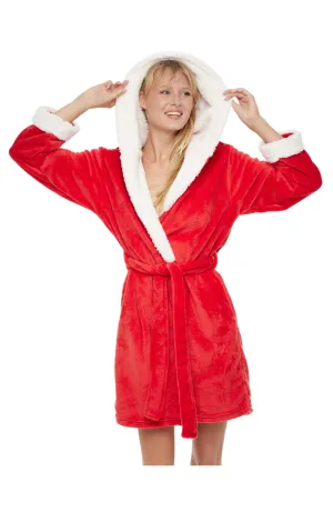 Santa's Helper Robe for Women, Red Christmas Robe for the Holidays