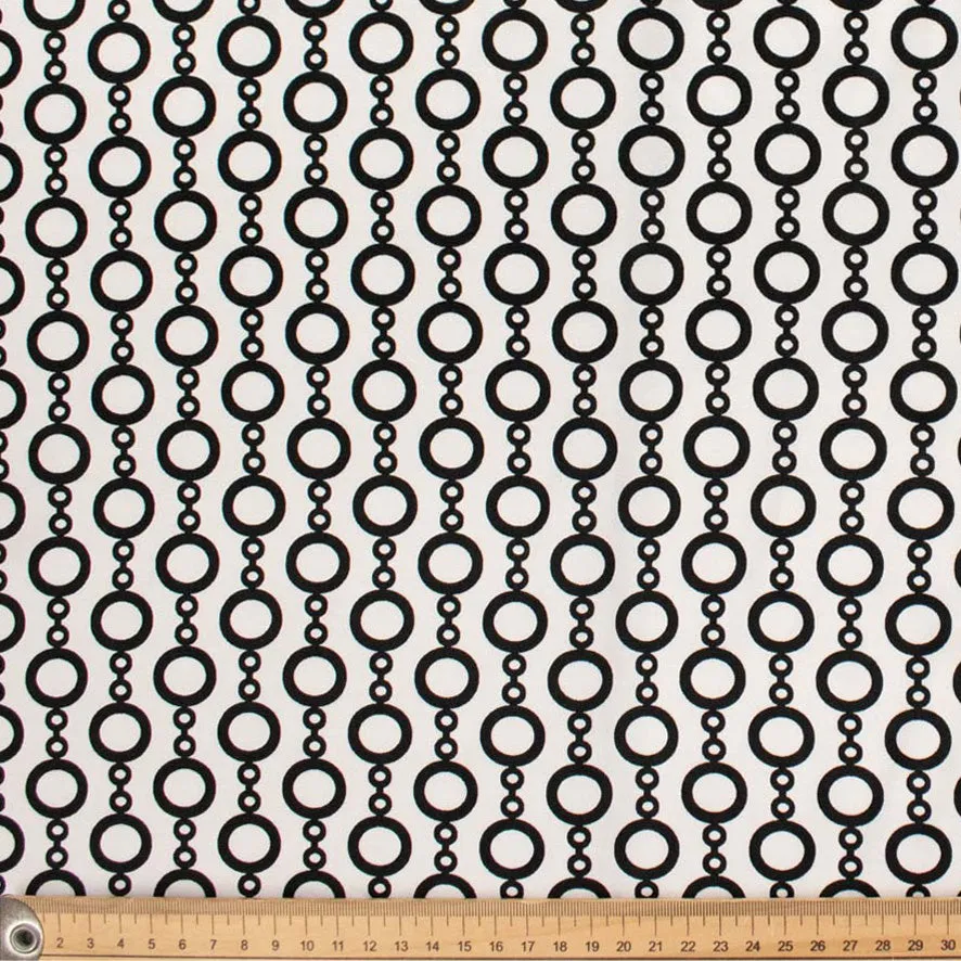 Satin Prints Design-210 Black Circles on White