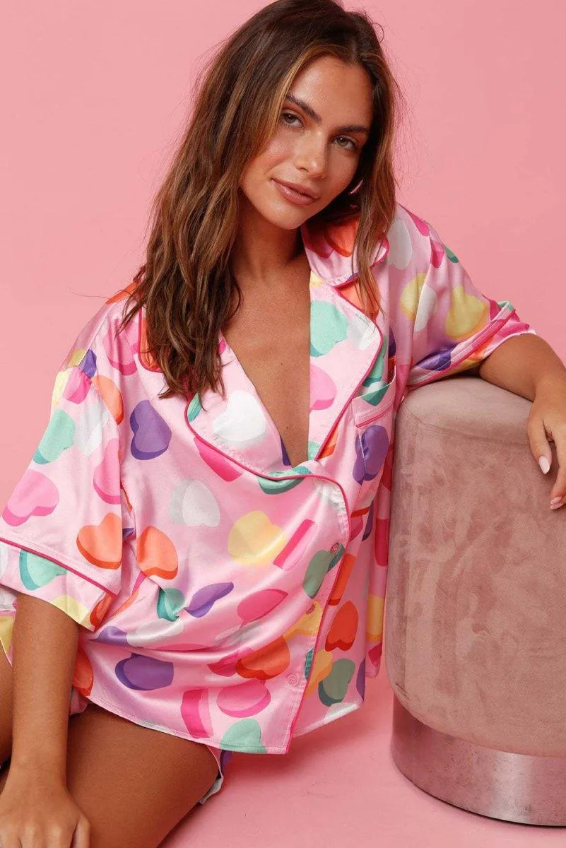 Satin Valentine Pajama Sets