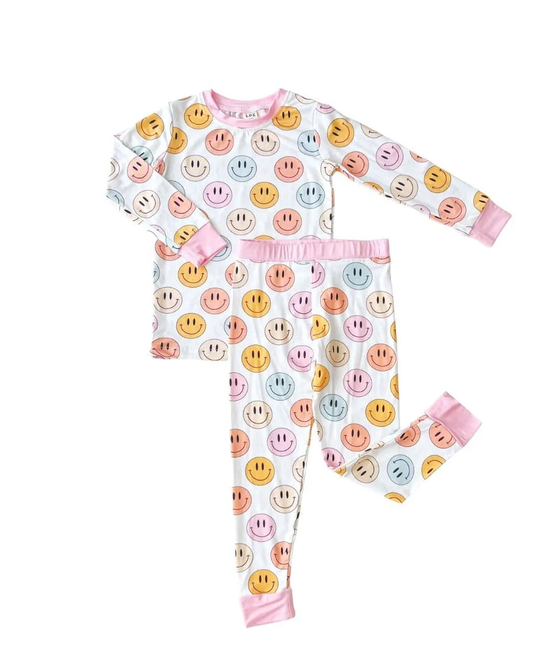 Smiley Bamboo Two Piece Set | Pink