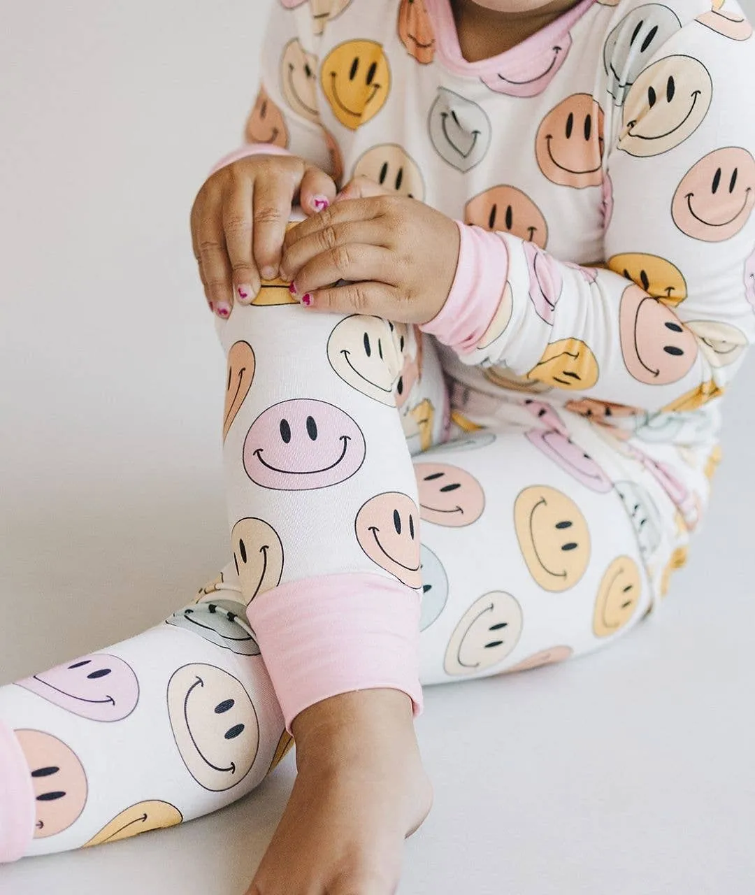 Smiley Bamboo Two Piece Set | Pink