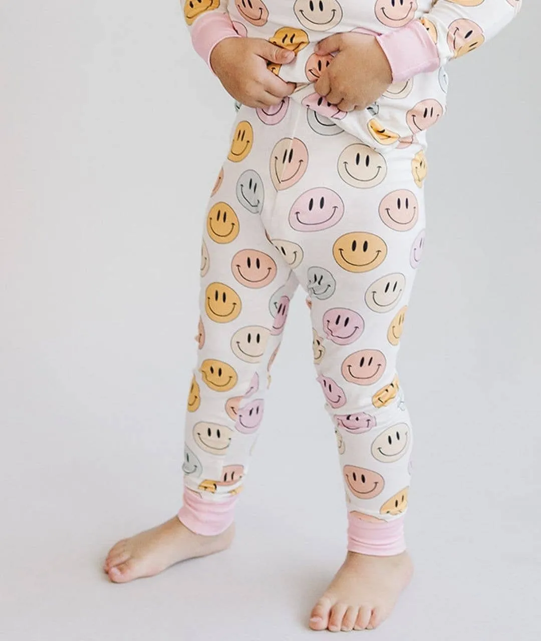 Smiley Bamboo Two Piece Set | Pink