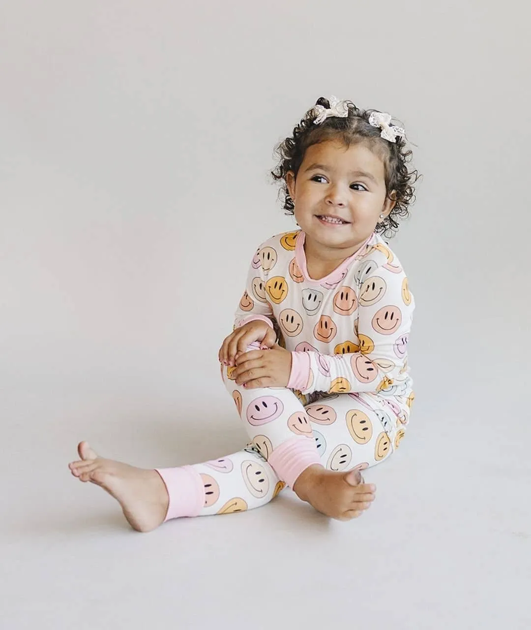 Smiley Bamboo Two Piece Set | Pink